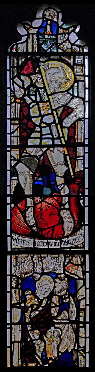 Window Ew forestillende St George; St Mary Cleopas, Alfeus og deres børn af English School