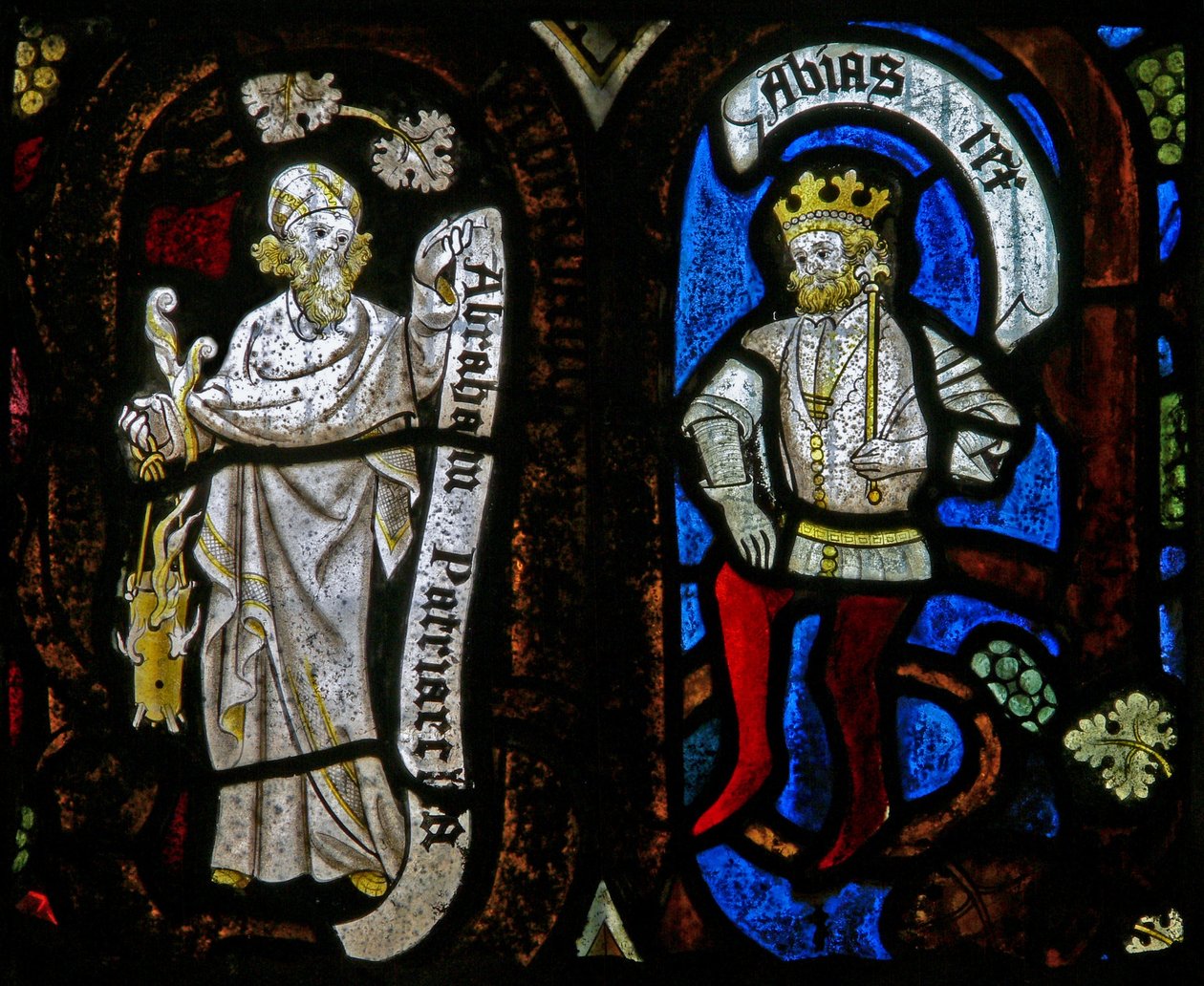 Window Ew, der viser figurer fra Isajs træ: Abraham og Abias af English School