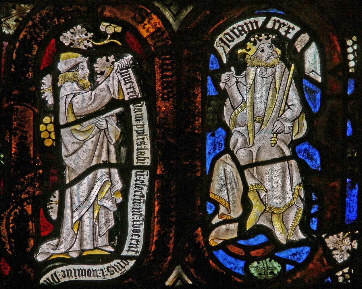 Window Ew, der viser figurer fra Isajs træ: en profet og Joram af English School