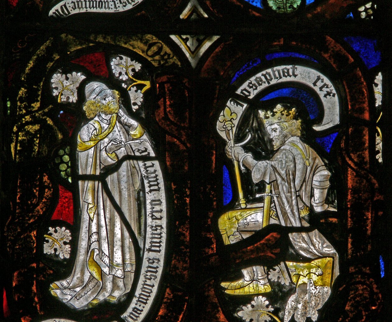 Window Ew, der viser figurer fra Isajs træ: en profet og Josaphat (sic) af English School