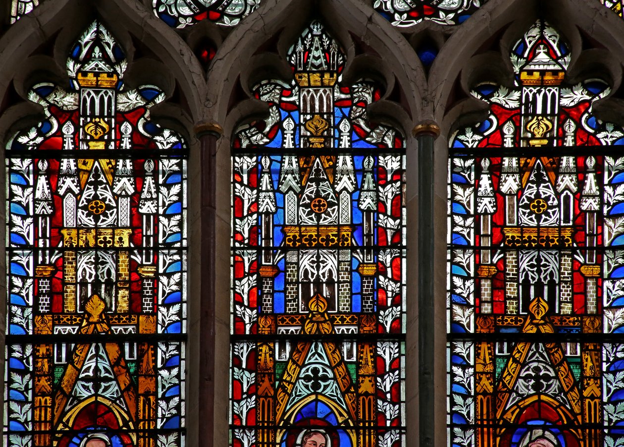 Window Ew forestillende baldakiner af English School