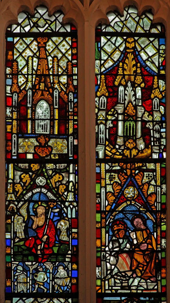 Window Ew, der skildrer opstandelsen; Jomfruens kroning af English School