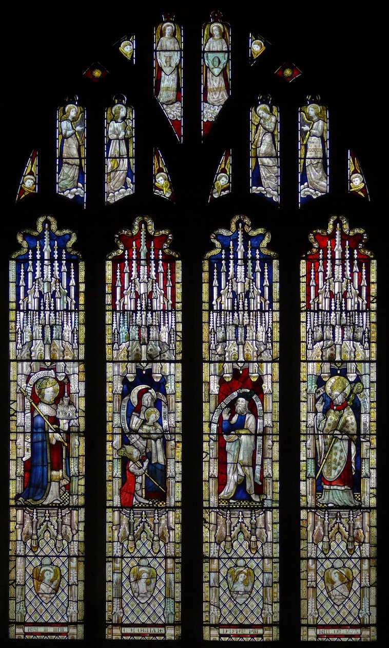 Window Ew, der viser østvinduet: glas her kom oprindeligt fra kirken ved Stretton Sugwas af English School