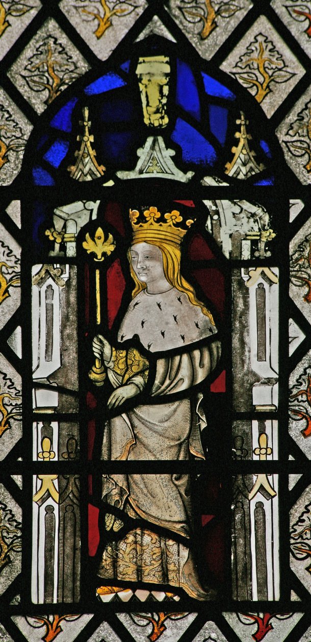 Window Sa, der forestiller en dronning? - Philippa? - eller Henrik VI? af English School