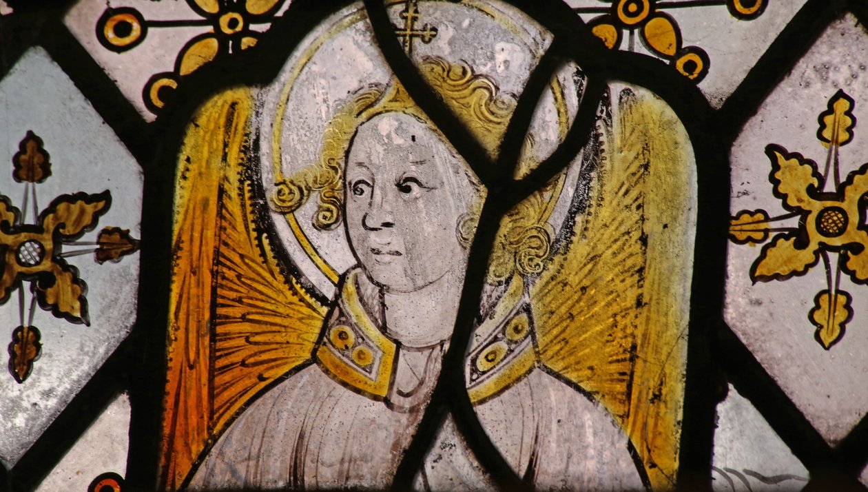 Window St Nectan Chapel Ew forestillende en engel af English School