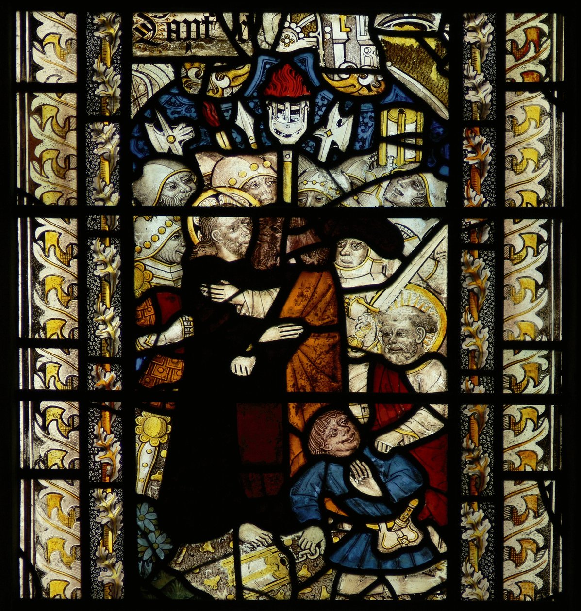 Vindue, der viser Judas forræderi af English School