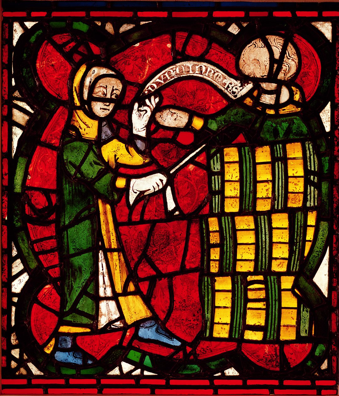 Vindue forestillende en tøndesælger, ca. 1300 af English School