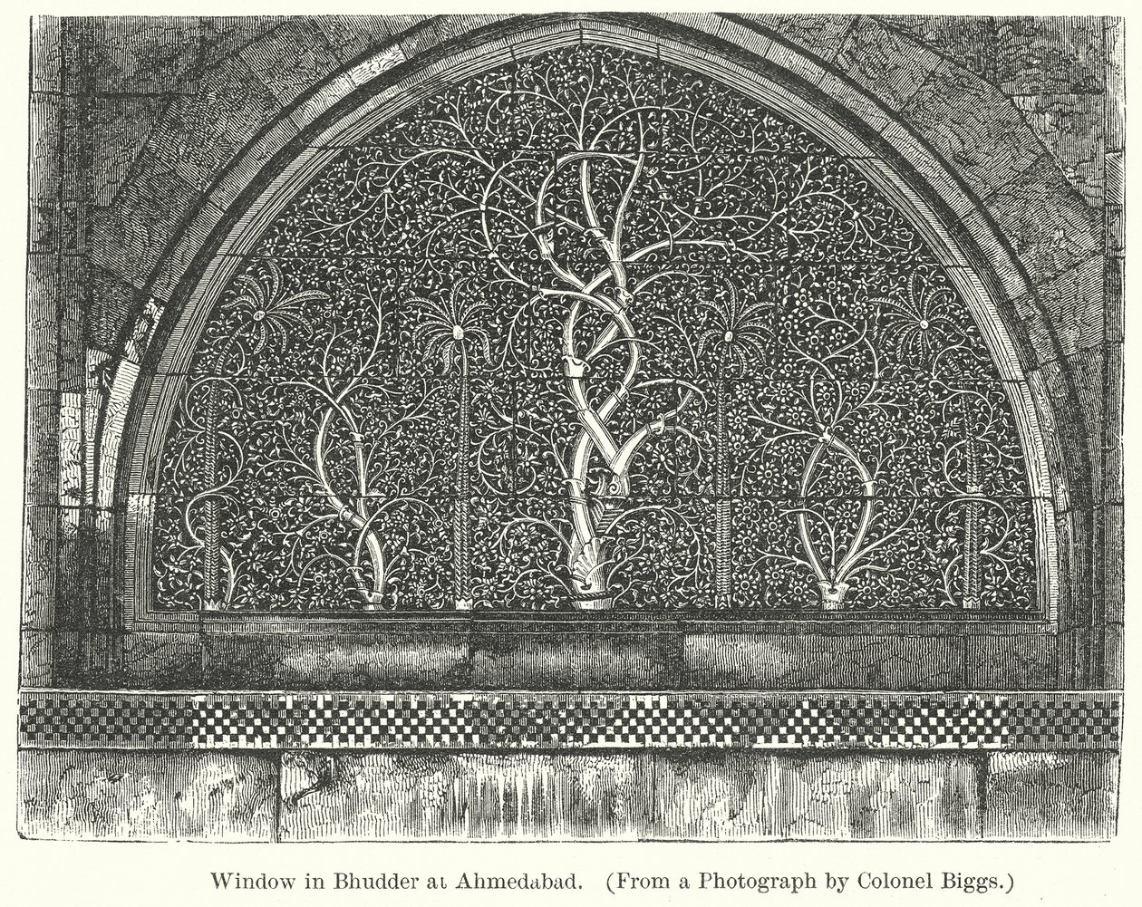 Vindue i Bhudder i Ahmedabad (gravering) af English School