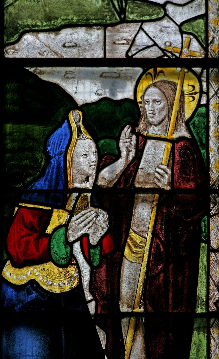 Vindue s3, der viser en opstandelsesscene: Noli Me Tangere af English School