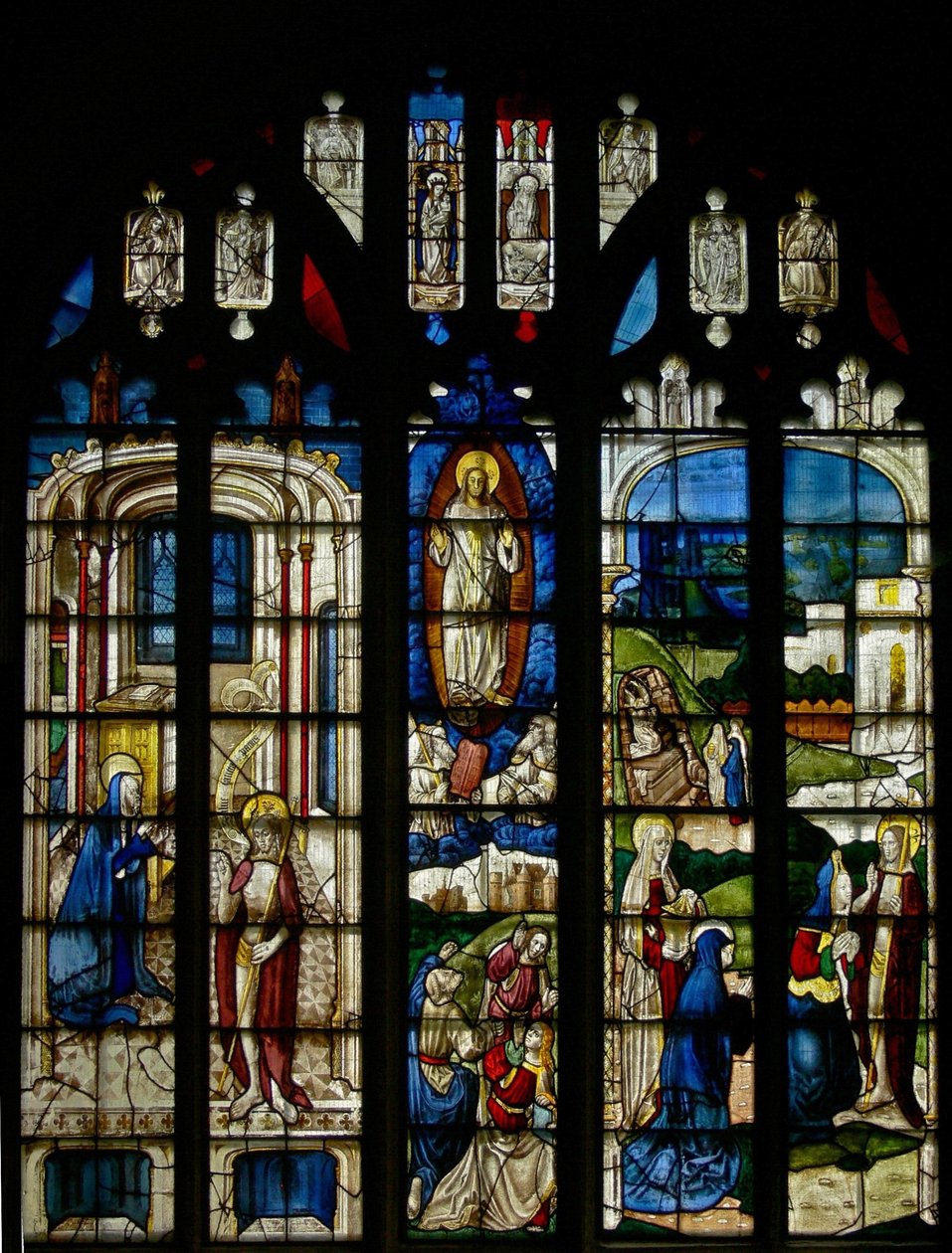 Vindue s3, der viser scenerne Transfiguration og Resurrection af English School