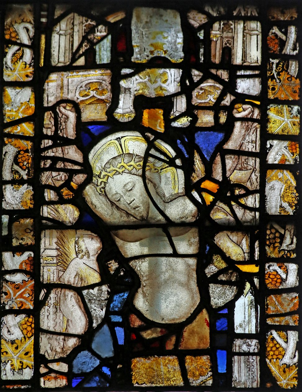 Vindue s4, der viser et korsfæstelsesfragment af English School