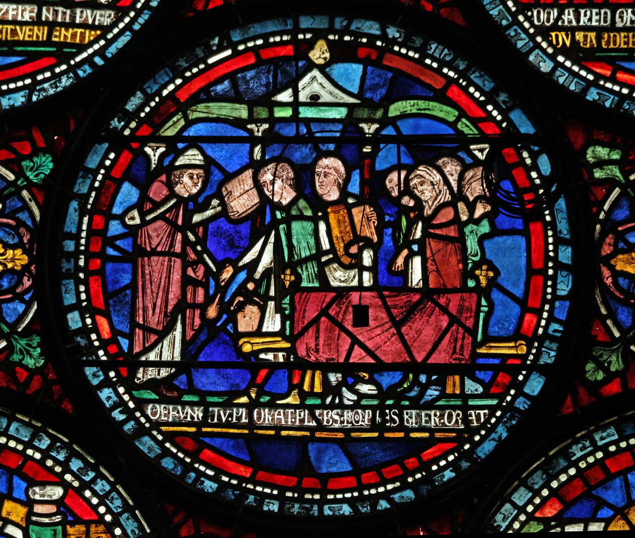 Window s6, der viser en scene fra et St Thomas Becket Miracle-vindue: Gilbert de Brun (?) begravelse af English School