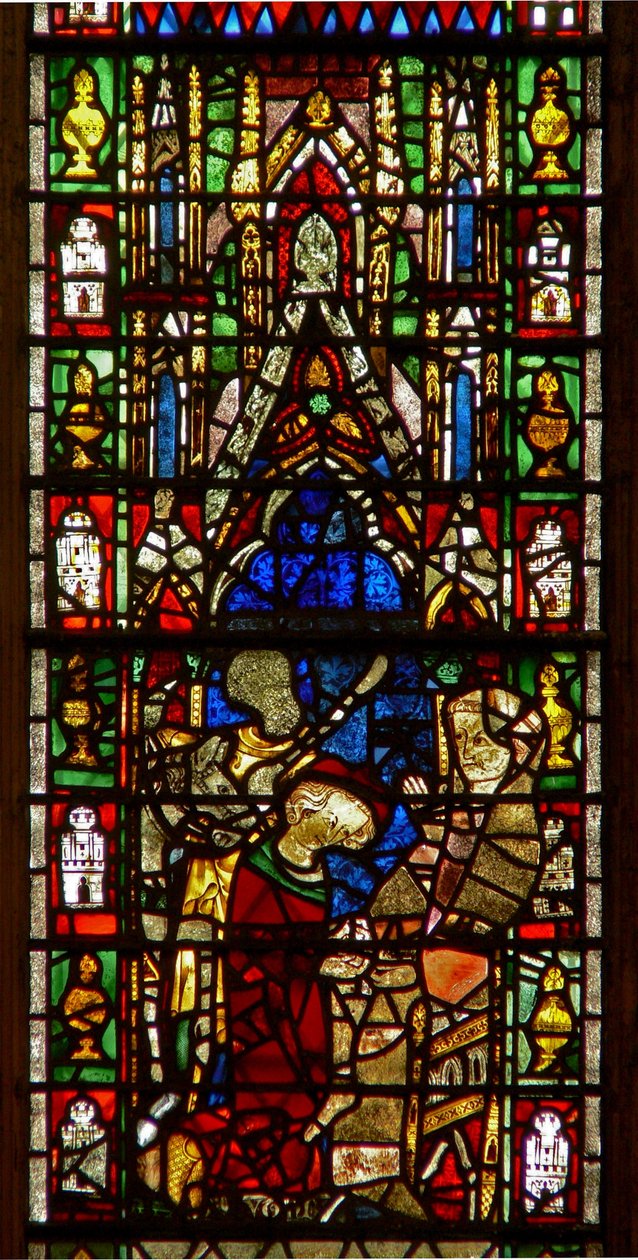 Vindue w26, der viser St Nicholas død af English School