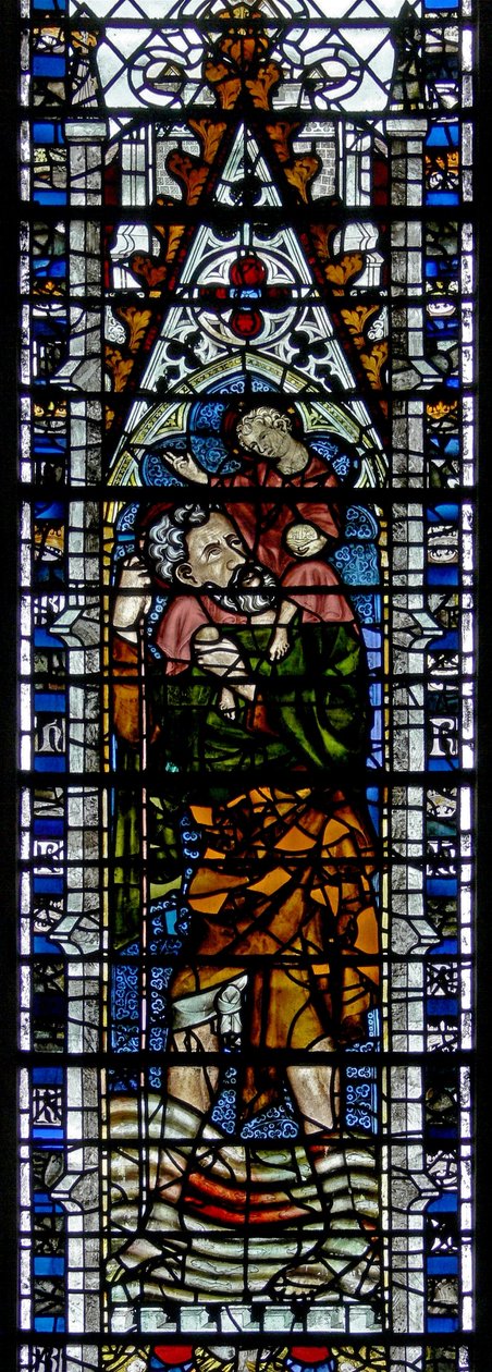 Vindue w2 forestillende St Christopher af English School