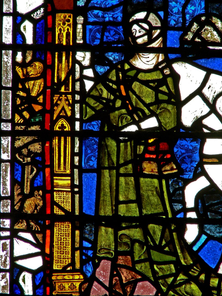 Vindue w40, der viser pilgrimsdonorer af English School