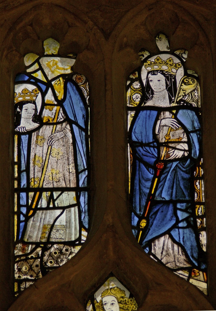 Vindue w4, der viser St. Osith? og St Etheldreda ? af English School