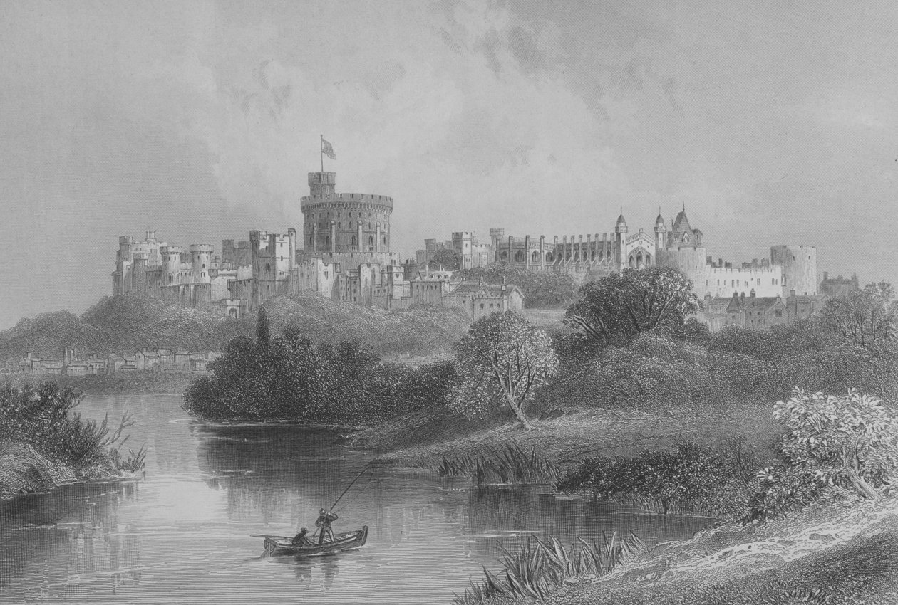 Windsor Castle, fra The Gallery of Geography af pastor Thomas Milner, udgivet ca. 1880 af English School