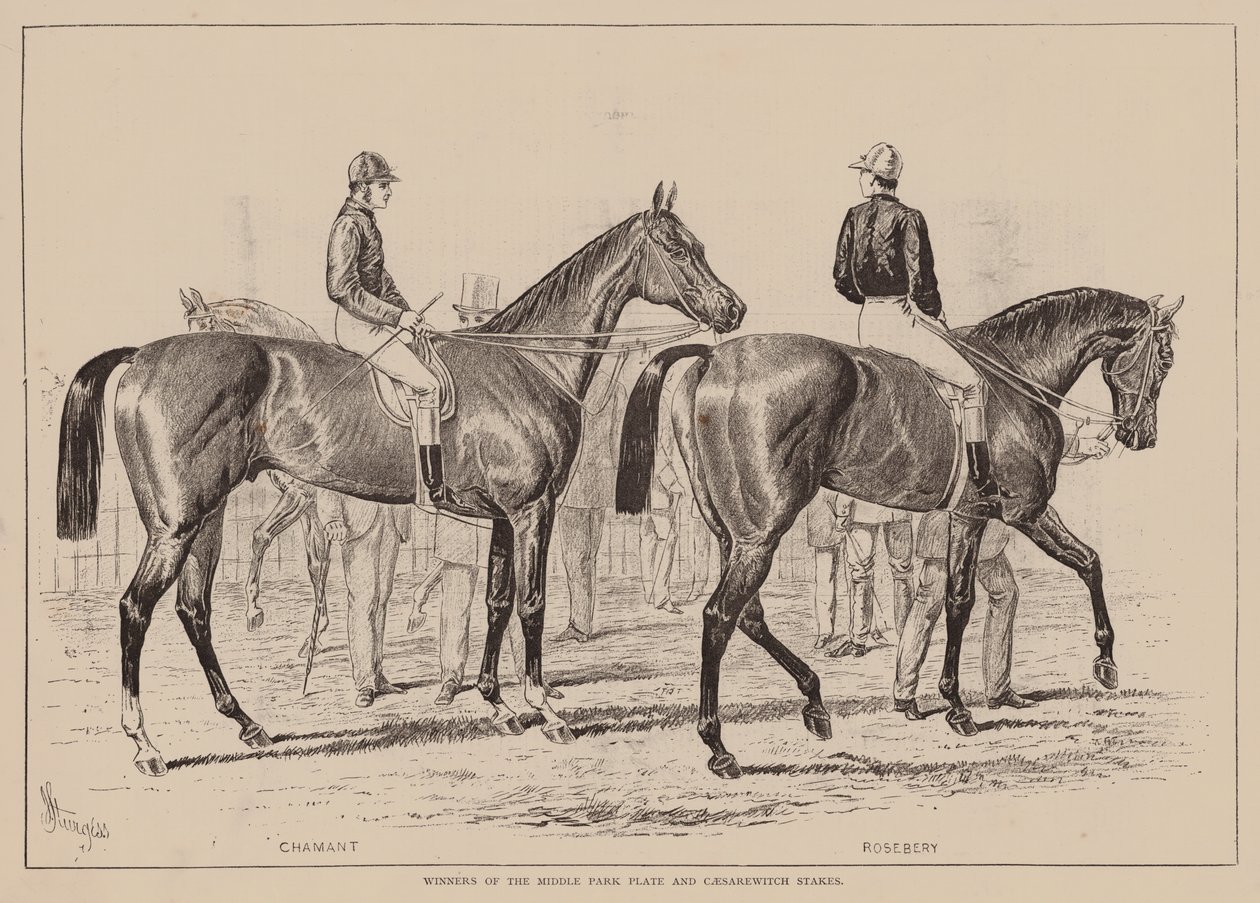 Vindere af Middle Park Plate og Caesarewitch Stakes (gravering) af English School