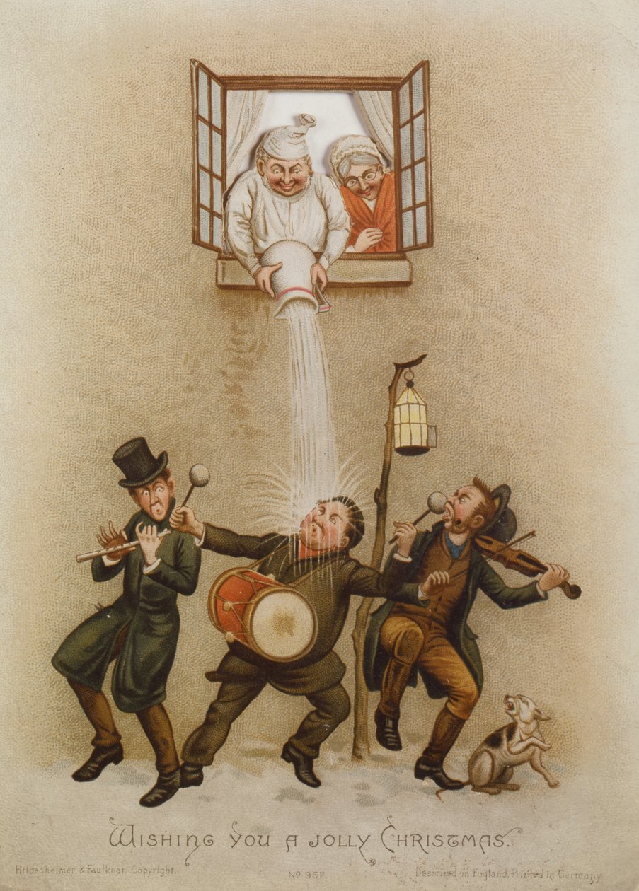 "Wishing you a Jolly Christmas", victoriansk kort, ca. 1880 (chromolitho) af English School