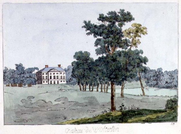 Wolterton Hall, Norfolk, hjemsted for Walpoles, illustration fra William Watts