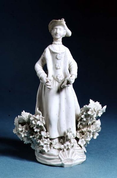 Worcester-figur af en sportsmands ledsager, umalet, slutningen af det 18. århundrede (porcelæn) af English School