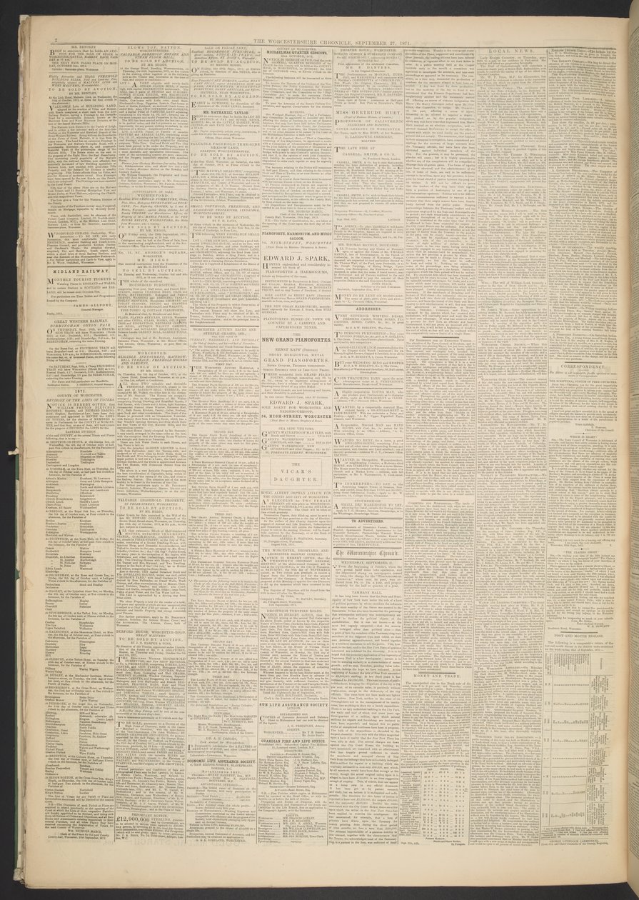 Worcestershire Chronicle, 27. september 1871 (avispapir) af English School