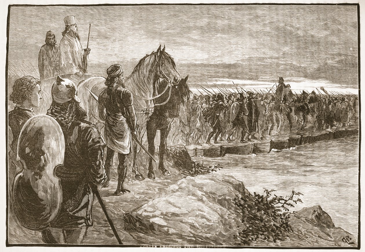Xerxes krydser Hellespont af English School