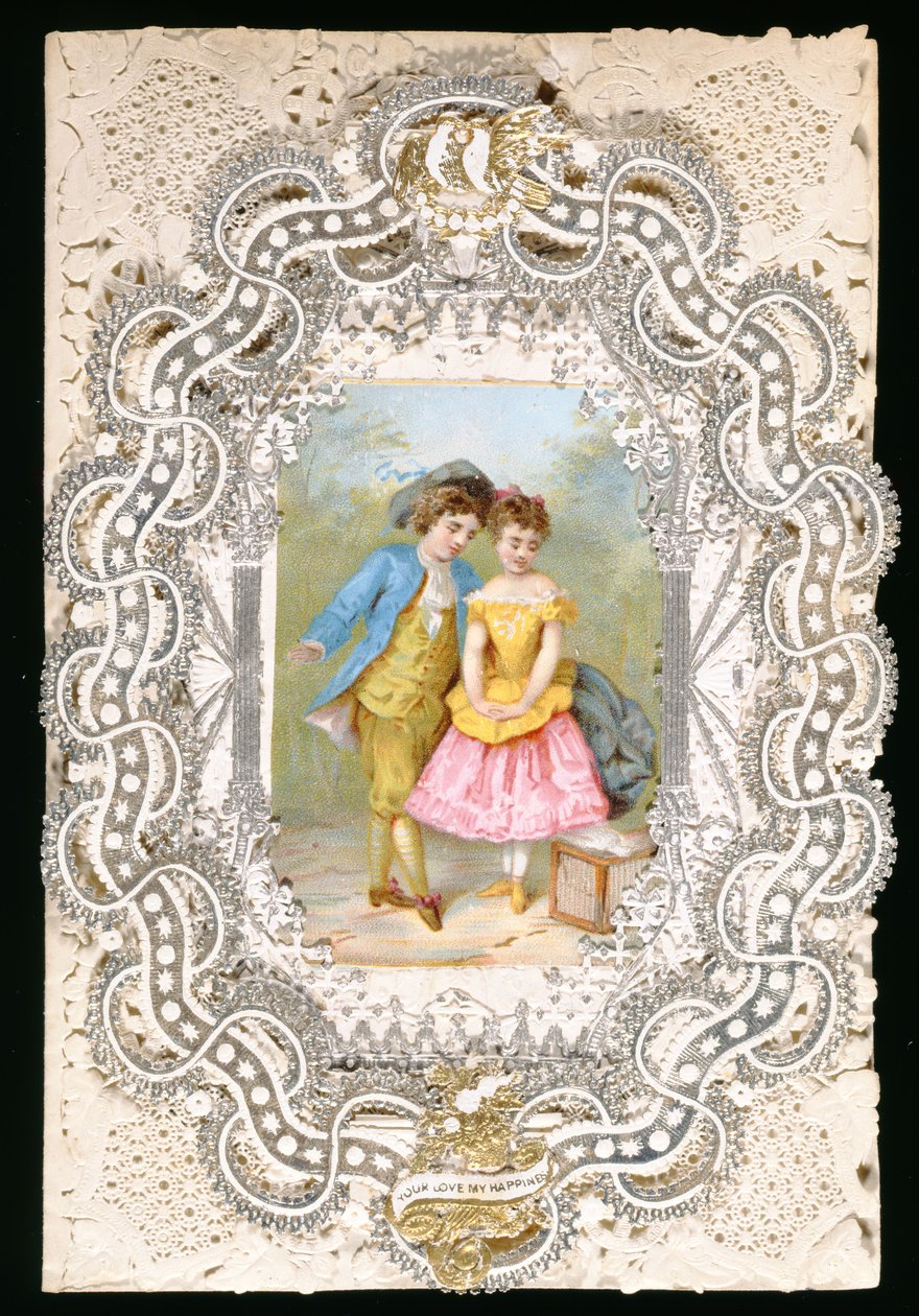 Your Love My Happiness, Valentine-kort, ca. 1870 (farve litho på papir) af English School