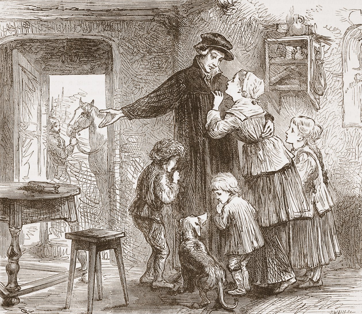 Zwingle tager af sted for at slutte sig til hæren, illustration fra The History of Protestantism af James Aitken Wylie (1808-1890), pub. 1878 af English School
