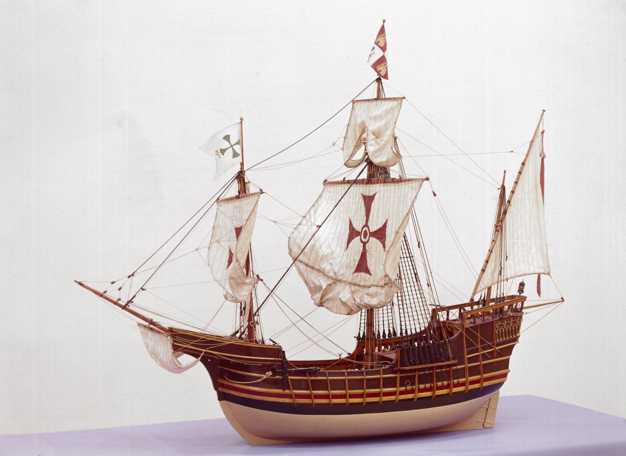 1:20 rigget model af Santa Maria (træ) (se også 3225) af English School English School