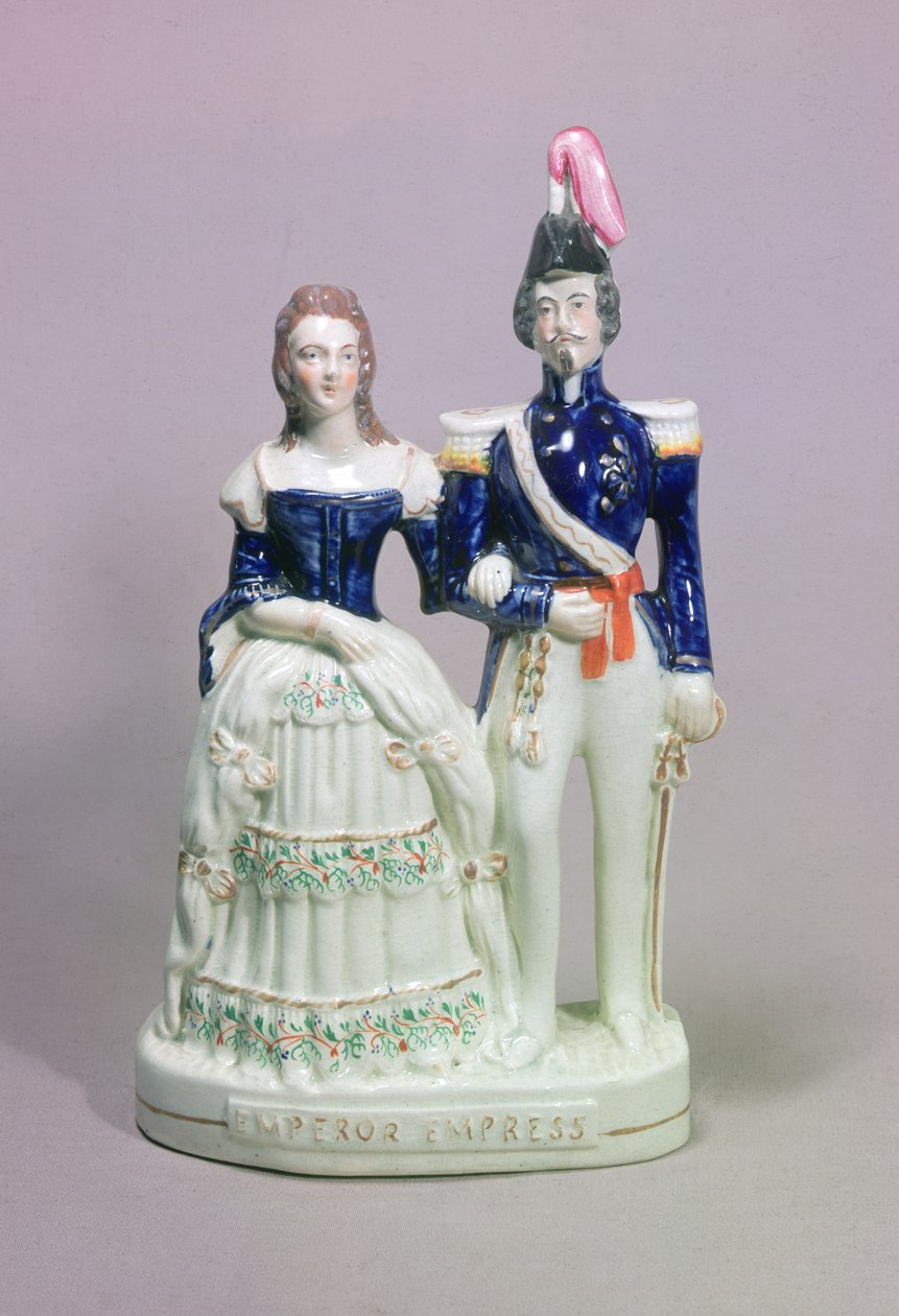 Staffordshire figur af Napoleon III og kejserinde Eugenie (keramik) af English School English School
