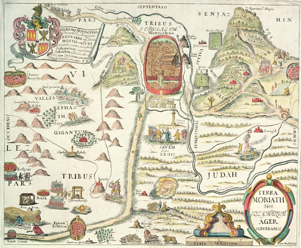 Terra Moriath Sive Solymarum Ager Suburbanus (farvegravering) af English School English School