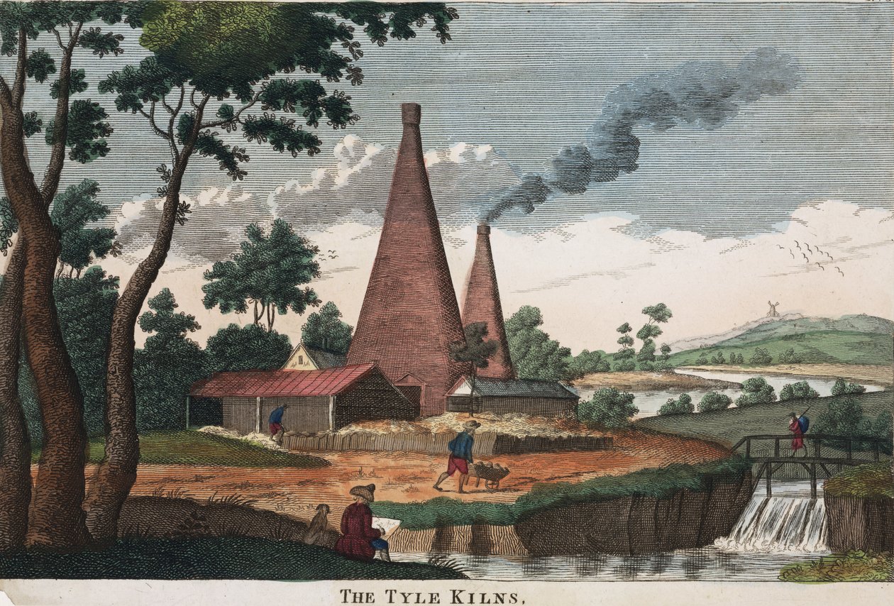 The Tyle Kilns, 1780-1830 (håndfarvet radering) af English School English School