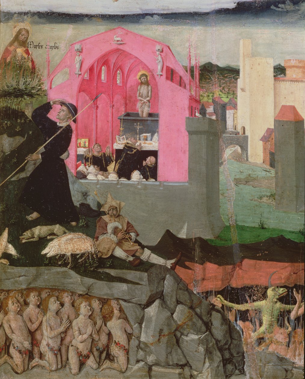 Sankt Gregor den Stores messe, Moses, de dødes opstandelse, detalje fra Jomfruens kroning, 1453-54 af Enguerrand Quarton