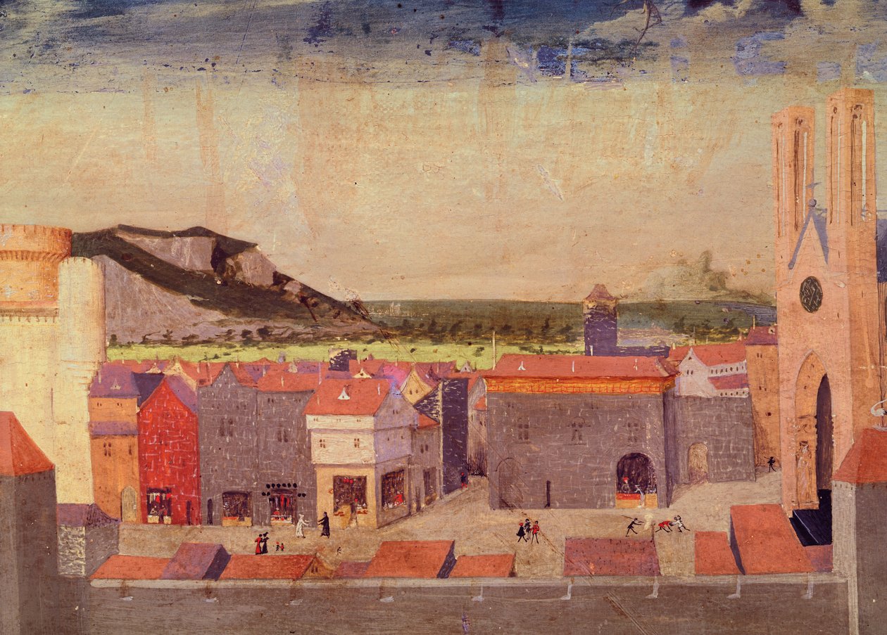Chartreuse du Val de Bénédiction, den offentlige plads, detalje fra Jomfruens kroning, 1453-54 af Enguerrand Quarton