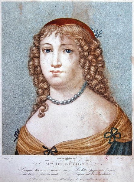 Portræt af Madame de Sevigne, begyndelsen af det 19. århundrede (farvestik) af Ennemond Alexandre (after) Petitot