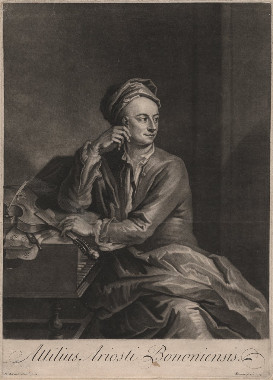 Attilus Ariosti Bononiensis, graveret af John Simon (1675-1751), 1719 (mezzotint) af Enoch Seeman