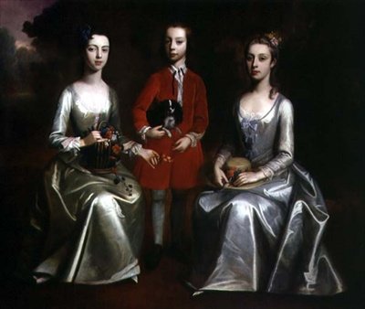 Familieportræt af tre børn, ca. 1720 (olie på lærred) af Enoch Seeman