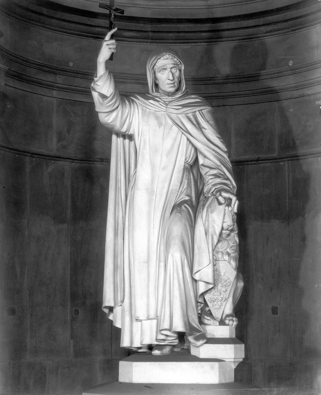 Monument til Girolamo Savonarola (1452-98) (marmor) (s/h foto) af Enrico Pazzi