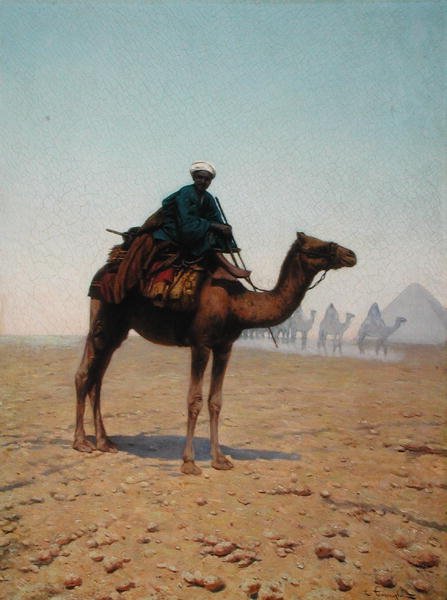 A Caravan Passing a Pyramid, ca. 1869 (olie på lærred) af Enrico Tarenghi