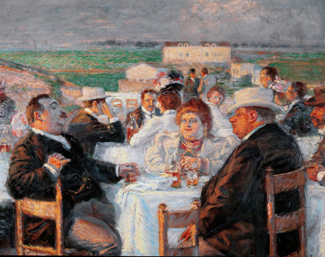 Stor og mager Detalje, der forestiller et maleri af overvægtige - Maleri af Rico della Leonessa (Løvvinde) (1865-1921) 1899 olie på lærred - Rom Galleria d