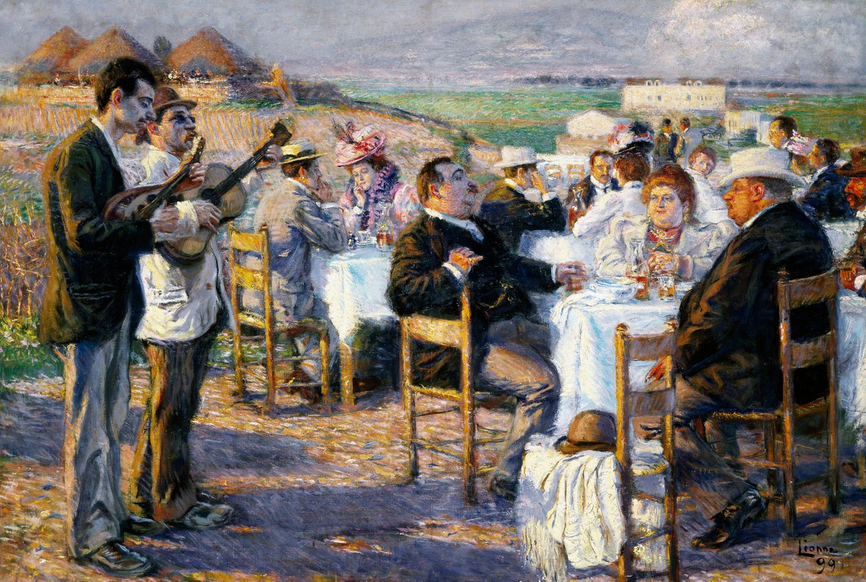 Fed og tynd (1899, olie på lærred) af Enrico della Lionne