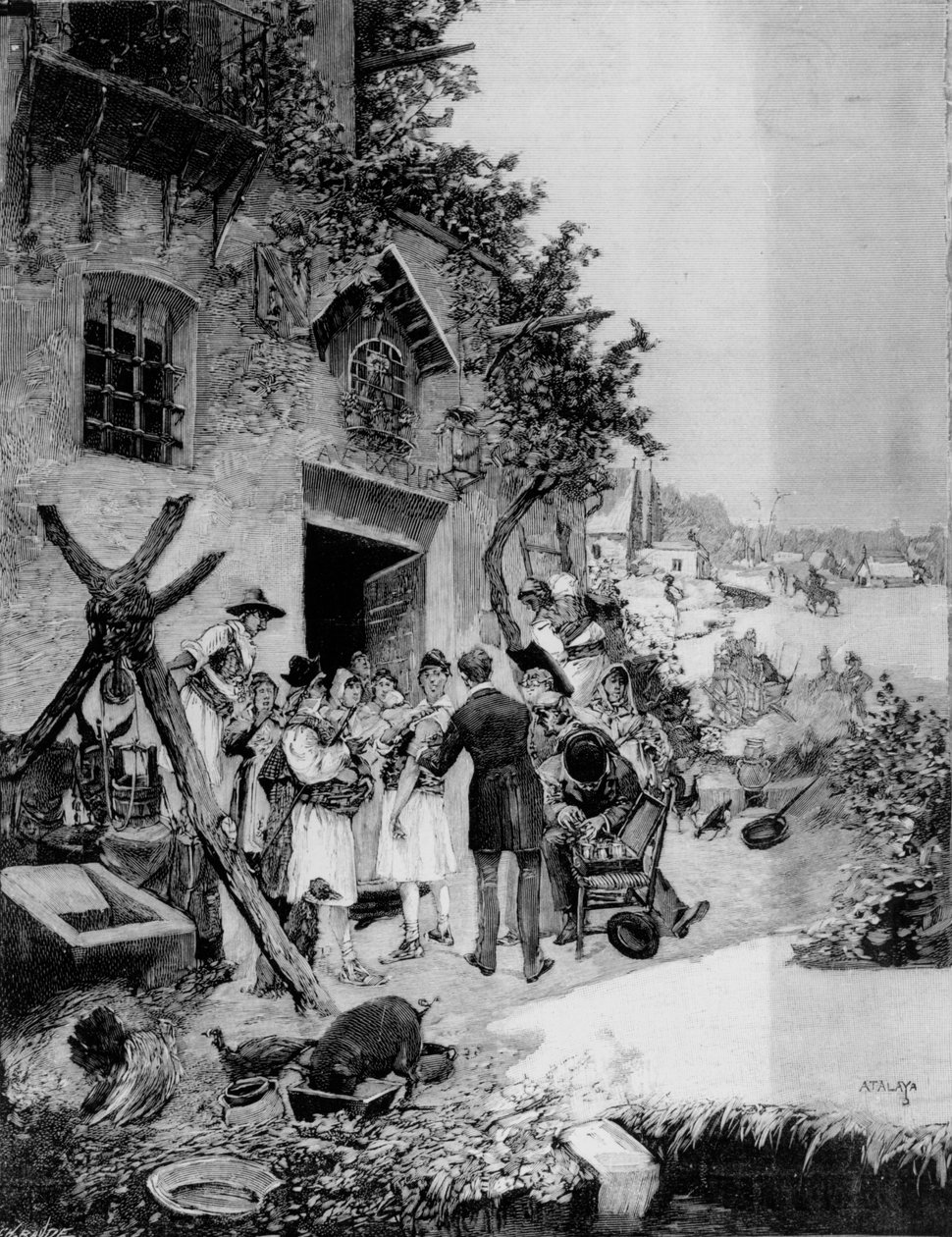 Udførelse af en offentlig vaccination mod kolera i Murcia-området, 1885 (bw-foto) af Enrique Atalaya Gonzales