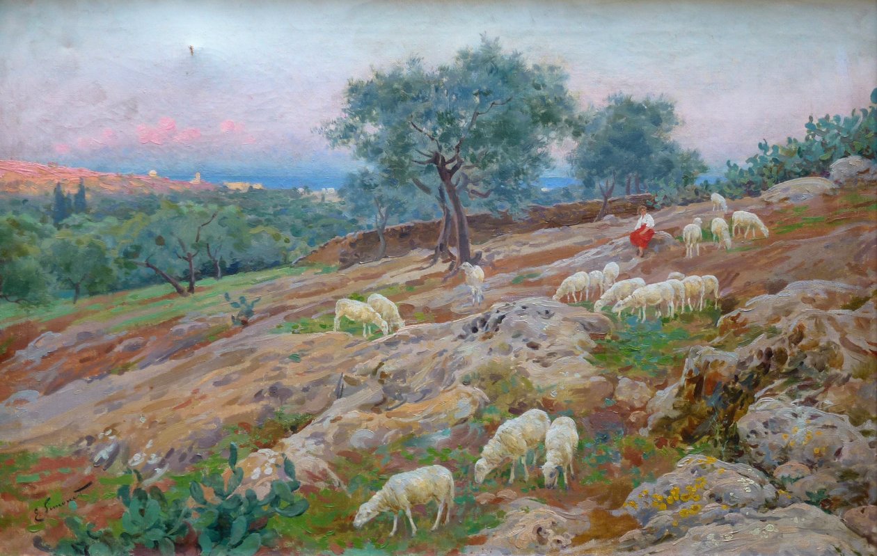 Rebano de ovejas Fårfår af Enrique Simonet