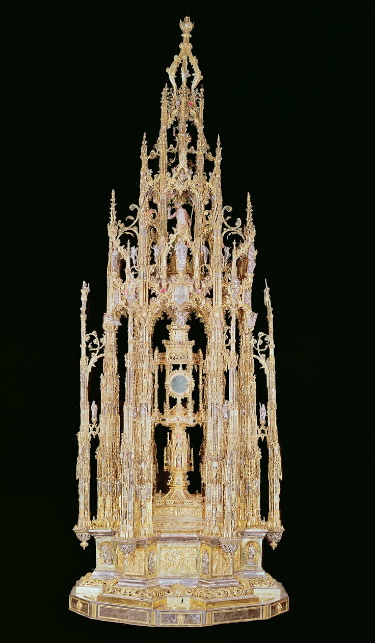 Processional Custodia, 1515-24, med en monstrans af Jaume Almirich, Barcelona, 1495-99 (forgyldt sølv, guld og ædelsten) af Enrique de Arfe