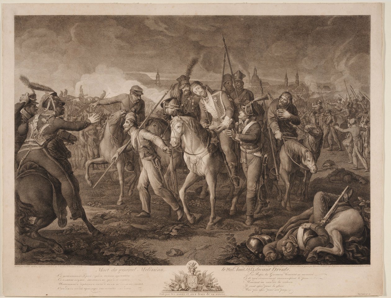 General Aleksey Melissinos død den 26. august 1813, 1813 af Ephraim Gottlieb Krüger