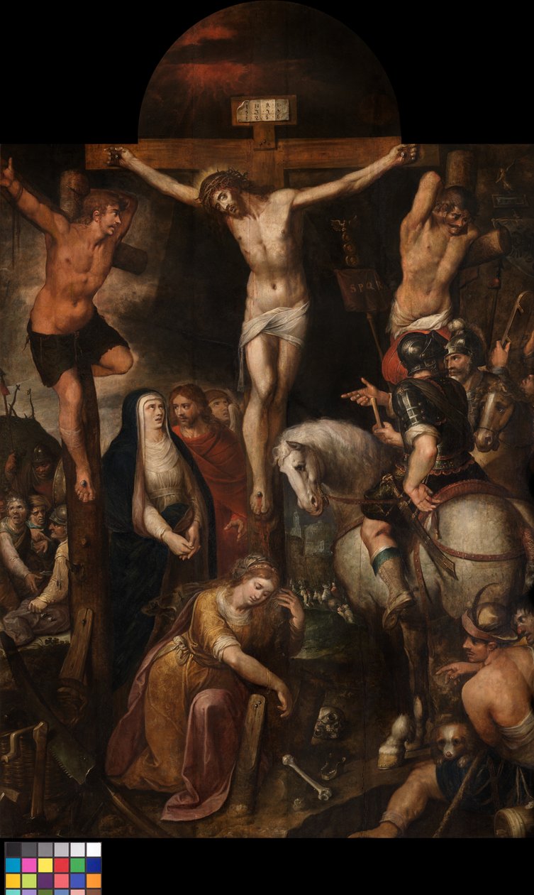Korsfæstelsen (olie på panel) af Erasmus Quellinus