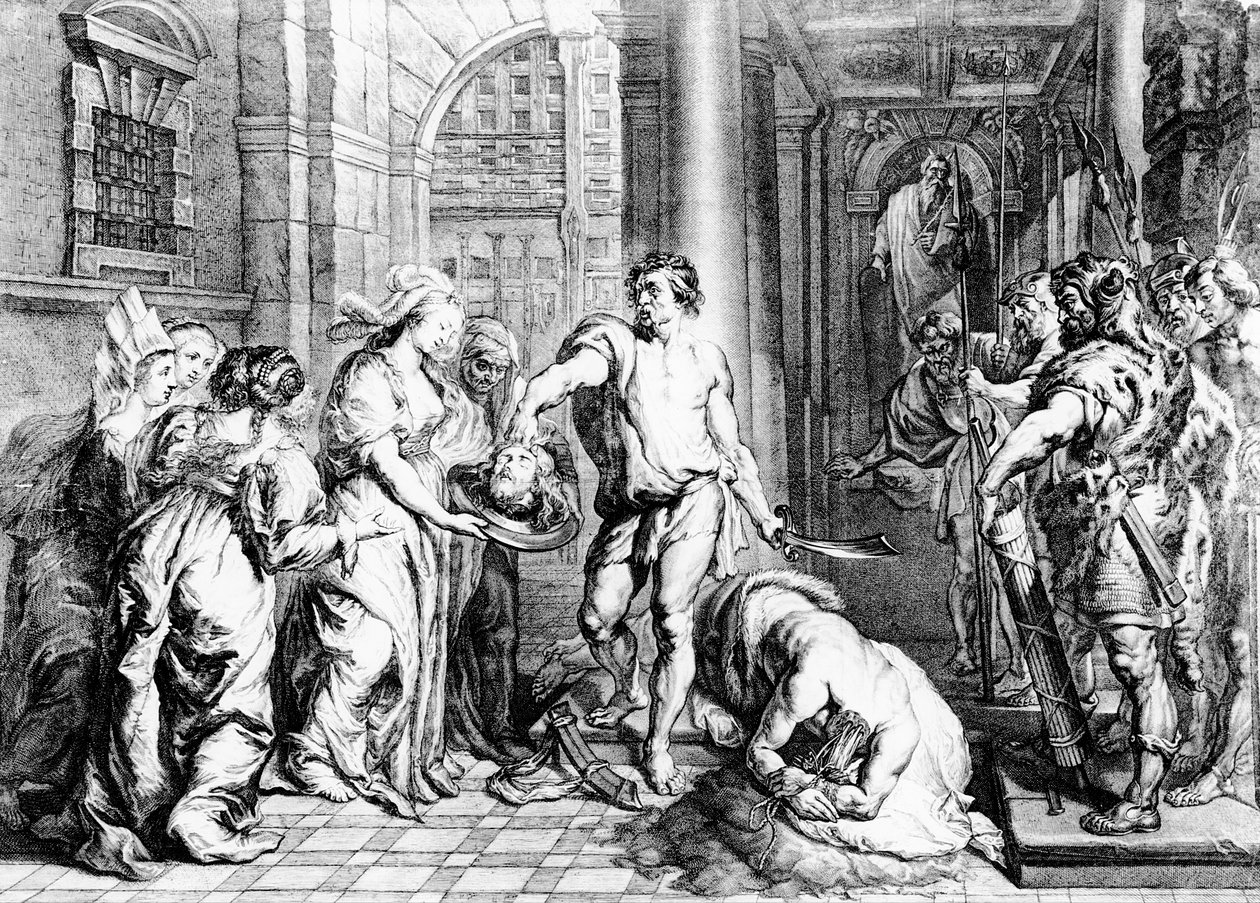 Henrettelse af Johannes Døberen, graveret af Martin I van den Enden (fl. 1630-54) af Erasmus Quellinus II