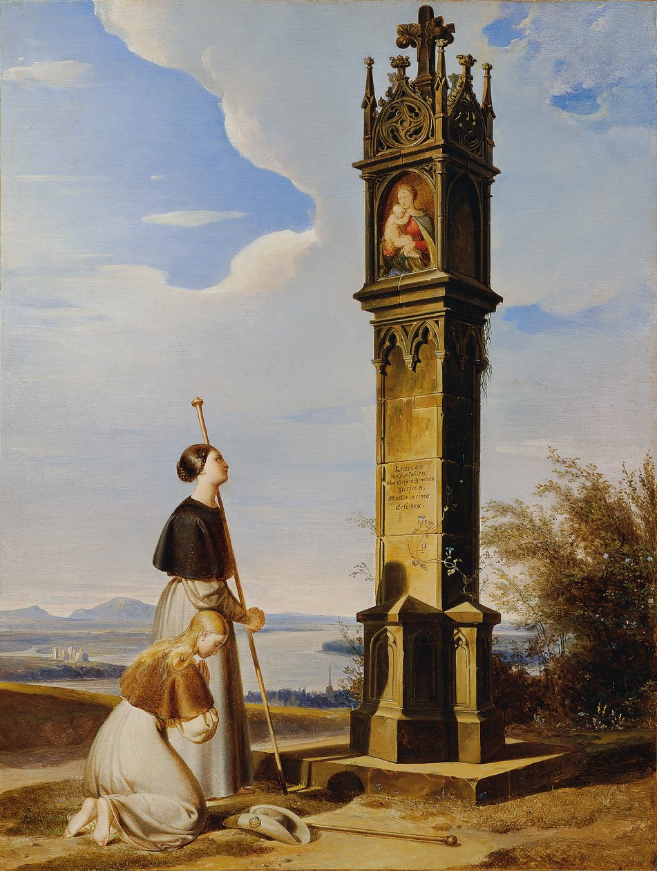 To pilgrimme foran en helligdom ved vejkanten ("Ave Maria") af Erasmus von Engert