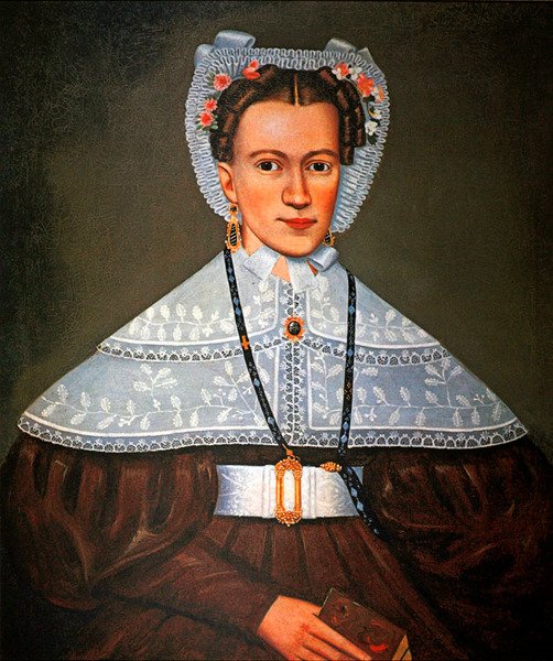 Mrs. Pearce, ca. 1835 (olie om bord) af Erastus Salisbury Field